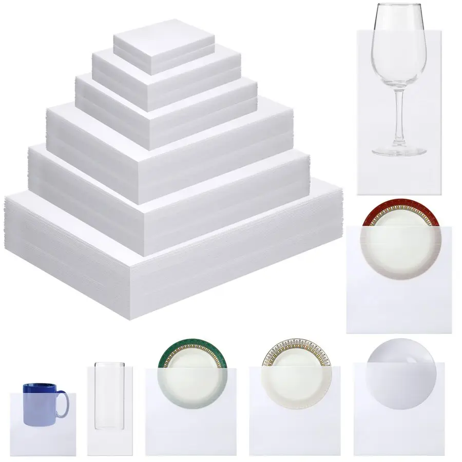 180 Fundas Protectoras para Platos, 6 Tamaños, Bolsas de Espuma para Empacar Platos, Vasos, Porcelana, Tazas