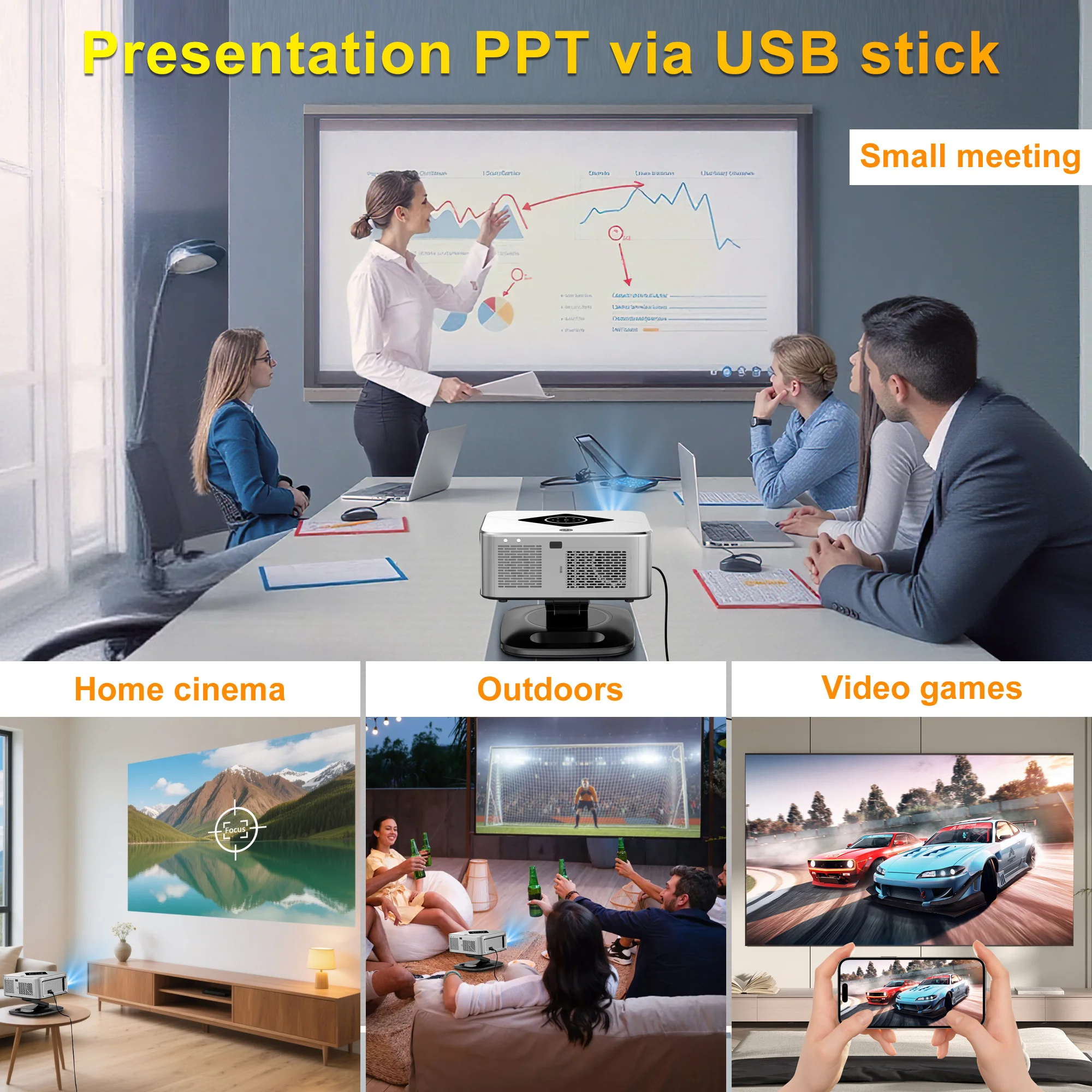 جهاز عرض Horlat 40000 لومن عالي الدقة 1080P جهاز عرض 4K يدعم Android12 WiFi 6 Home ثلاثي الأبعاد مسرح متعاطي المخدرات جهاز عرض خارجي HDR10