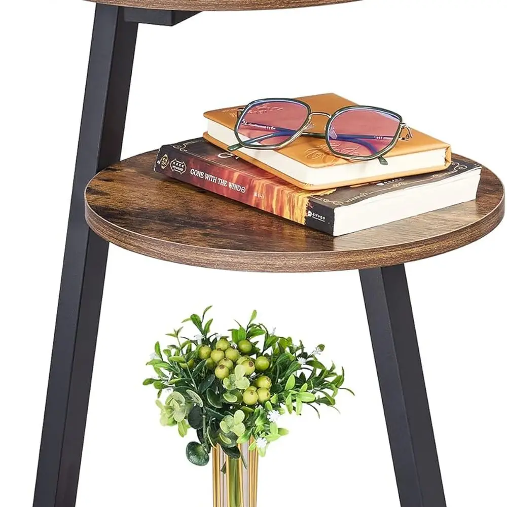 

Прикроватная тумбочка в деревенском коричневом металлическом каркасе с трехъярусными полками для гостиной и спальни