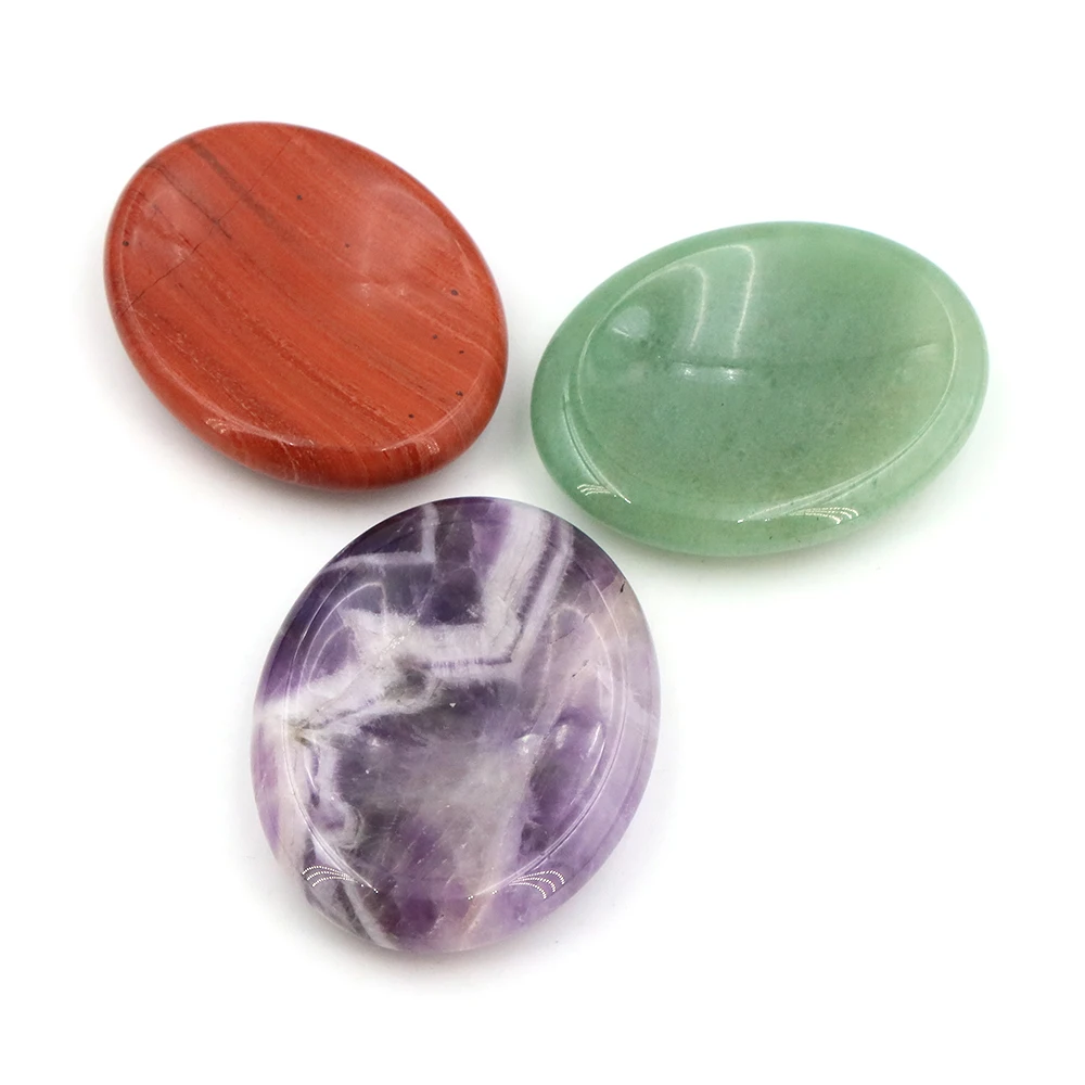 Oval Natural Stone Worry Stone 35x45mm Healing Crystal Thumb Stone Stress Relief Chakra Balancing Pocket for Yoga Meditation Gif view 4