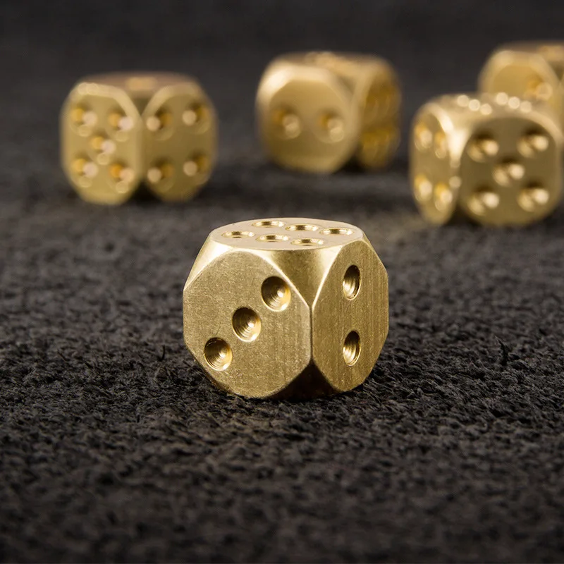 1.3/1.5 cm Metal Solid Brass Dice Toy Club Bar Holiday Party Entertainment Interactive Game Accessories Home Decoration