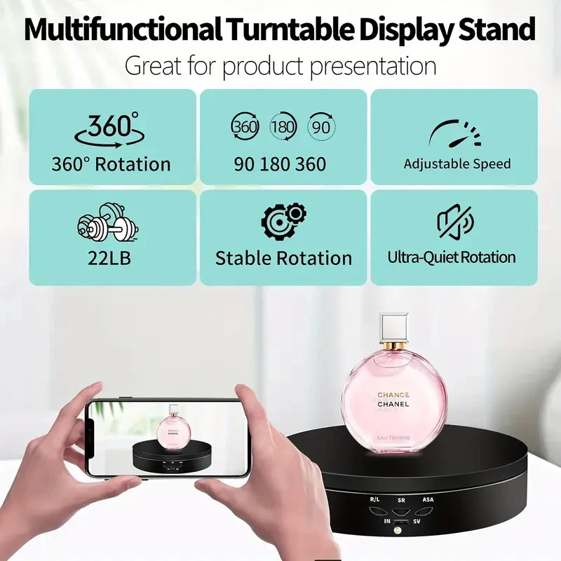 

145mm 360-degree electrically rotating turntable. Jewelry stand photography video shooting prop display stand Christmas gifts