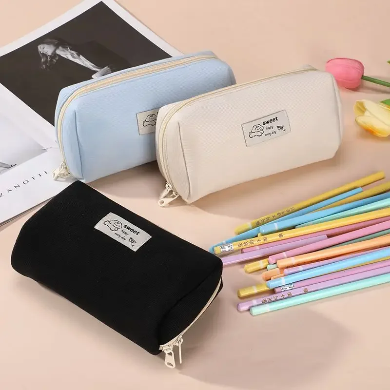 

New Corduroy Cute Dog Pen Bag Student Stationery Bag Korean Stationery Back To School Pencil Cases Kawaii Bag Pencil Pouch