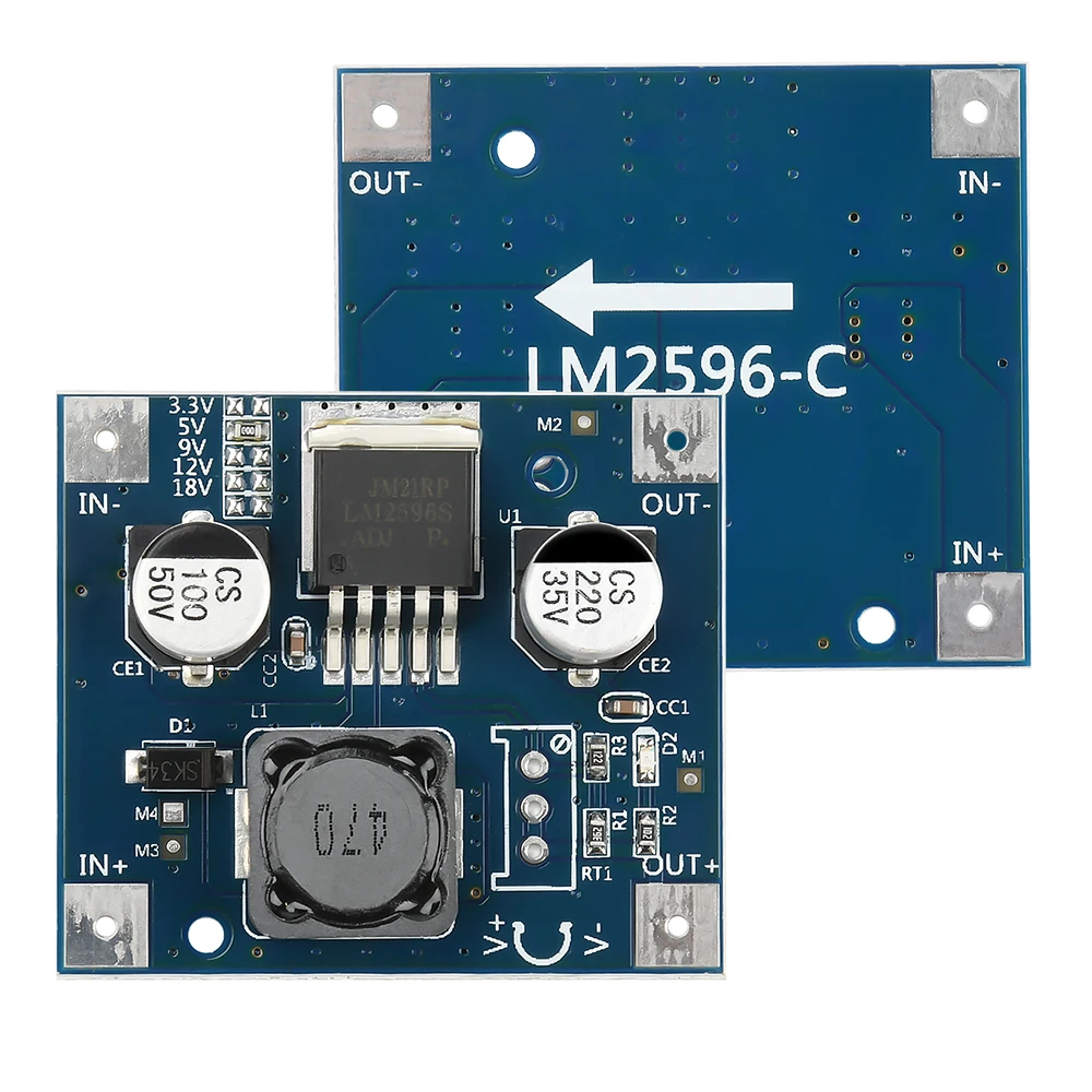LM2596 전자 프로젝트용 DC 3-40V ~ 3.3V/5V/9V/12V/18V DC1.5-35V 전압 변환기를 조정하는 스텝다운 전원 모듈
