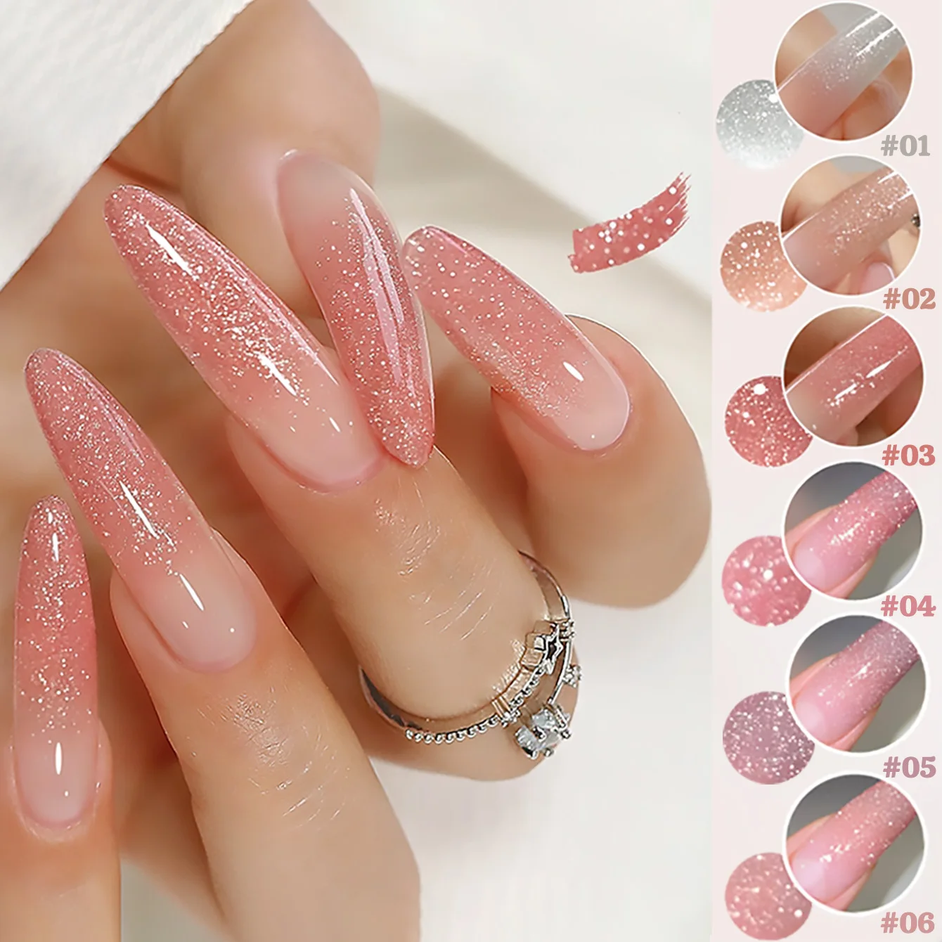 

1pcs PSK New Explosion Flash Sparkling Crystal Gel Shop Special Pink Naked Rose Crushed Diamond Gel Nail Polish Nail Art