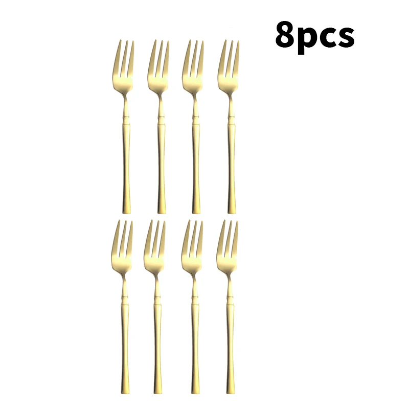 4/8/12PCS stainless steel mirror gold dessert fork tea fork suitable for hotel restaurannt family Wedding birthday party