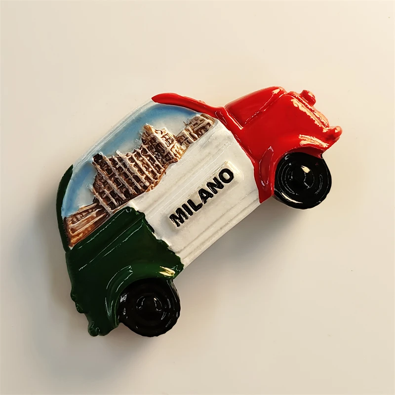 Italy，Milan，Taxi，3D Stereoscopic，Tourism Souvenirs，Resin painting，Decoration home，Refrigerator magnets ﻿