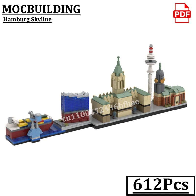 Hamburg Skyline Model City Buildings MOCBUILDING Bricks Construction Toys Gift Bricks