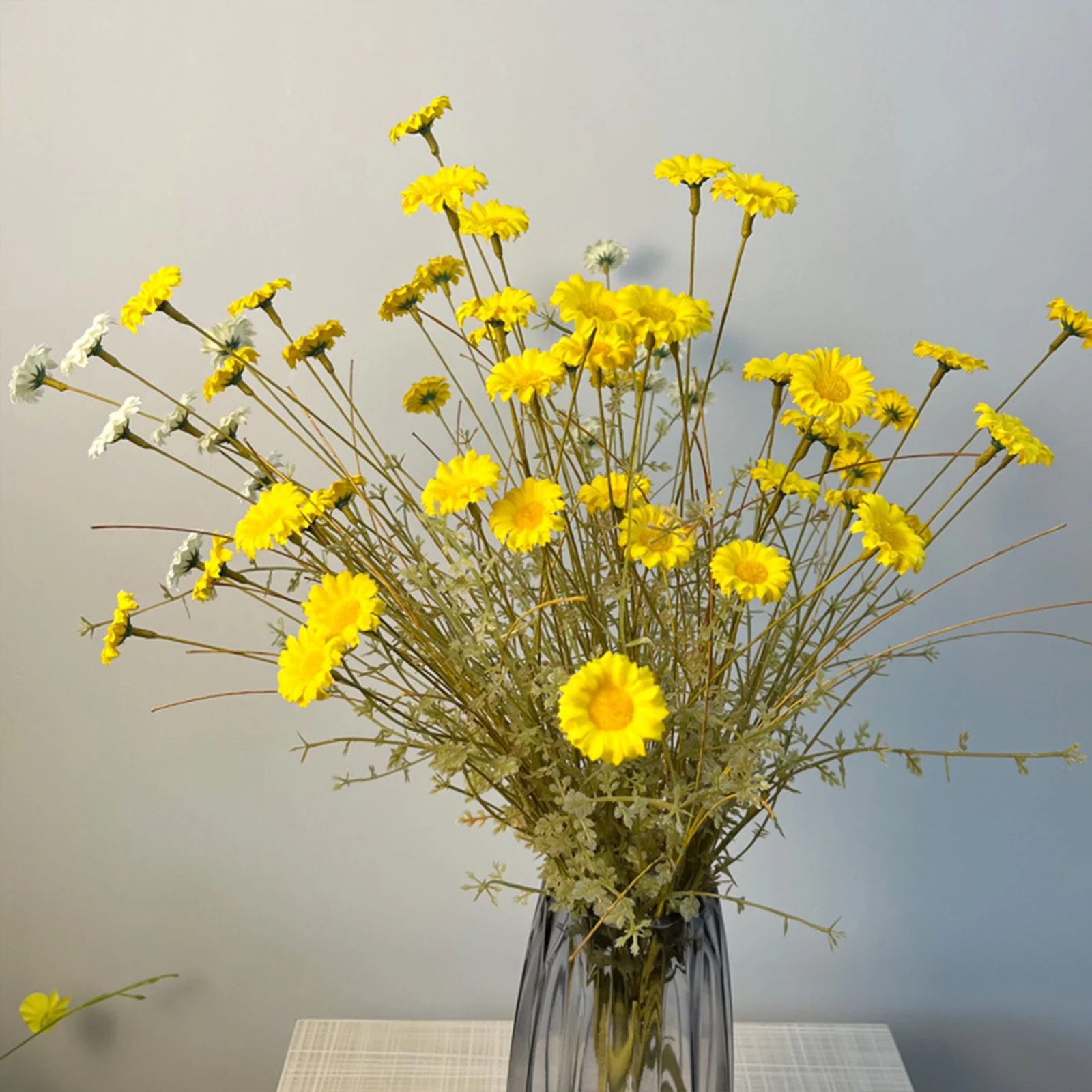 1pc Daisies Flowers Sun Catchers 55cm Daisy Artificial For Wedding Decor Yellow Silk Realistic Iron Wire 8 Water Plants