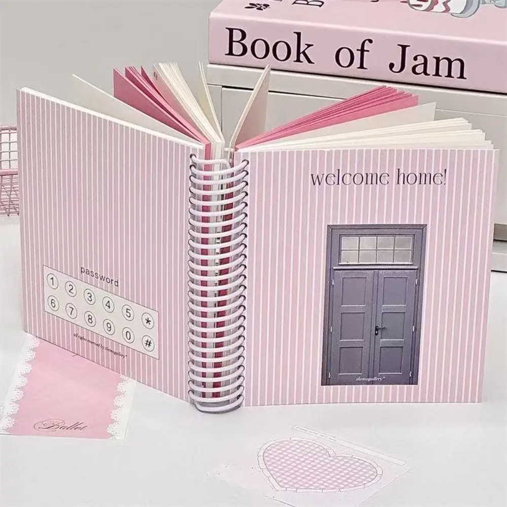 Cute Pink Line Spiral Book Blank Inner Pages DIY Diary Book Gift Notepad Stationery Supplies