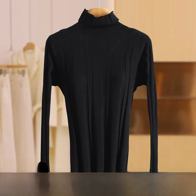 

Comfortable Warm Simple Women's Base Shirt Knitted Top Winter Fashion Commute Style Long Sleeve Polyester Wool Nylon Blend