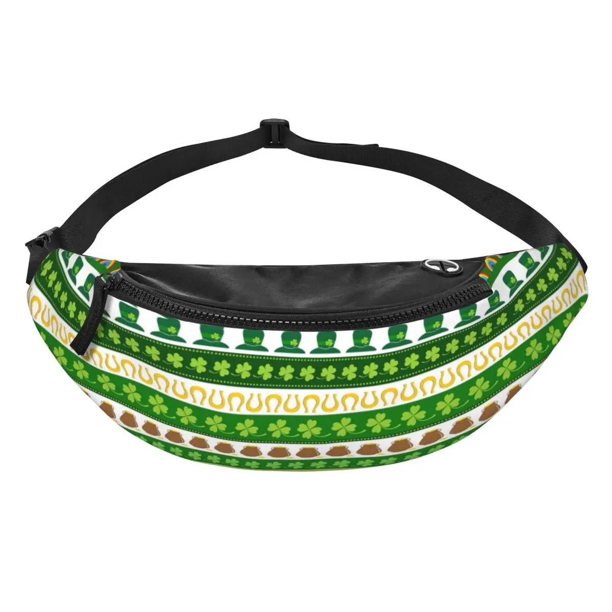 Custom Cool St Patrick's Day Lucky Clover Leaf Fanny Pack for Cycling Camping Men Women Crossbody Waist Bag Phone Money Pouch