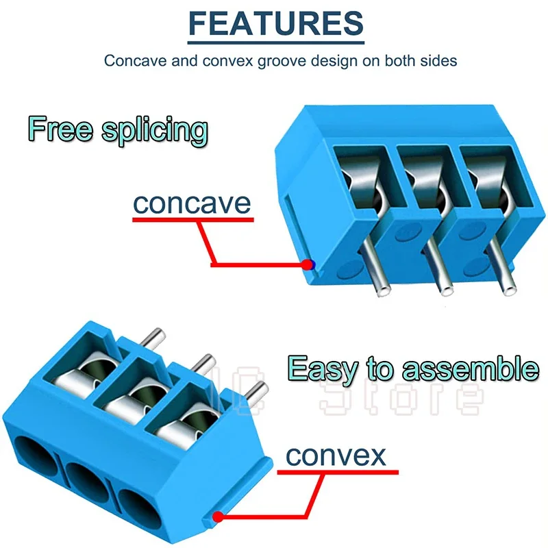 1000PCS KF301 KF350 KF126 2P 3P 5mm / 3.5mm / 2PIN 3PIN Terminal Screw Terminal Connector Splice Connector Blue Green