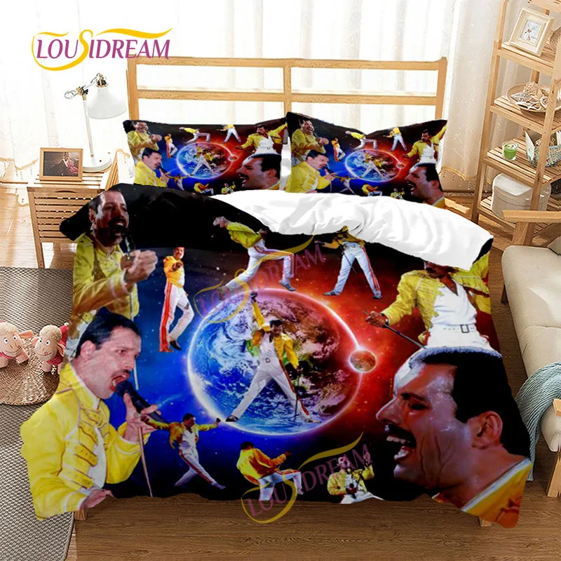 New Queen Band Custom Bedding set Music duvet cover with pillowcase Single/double bed King size Freddie Mercury three-piece set.