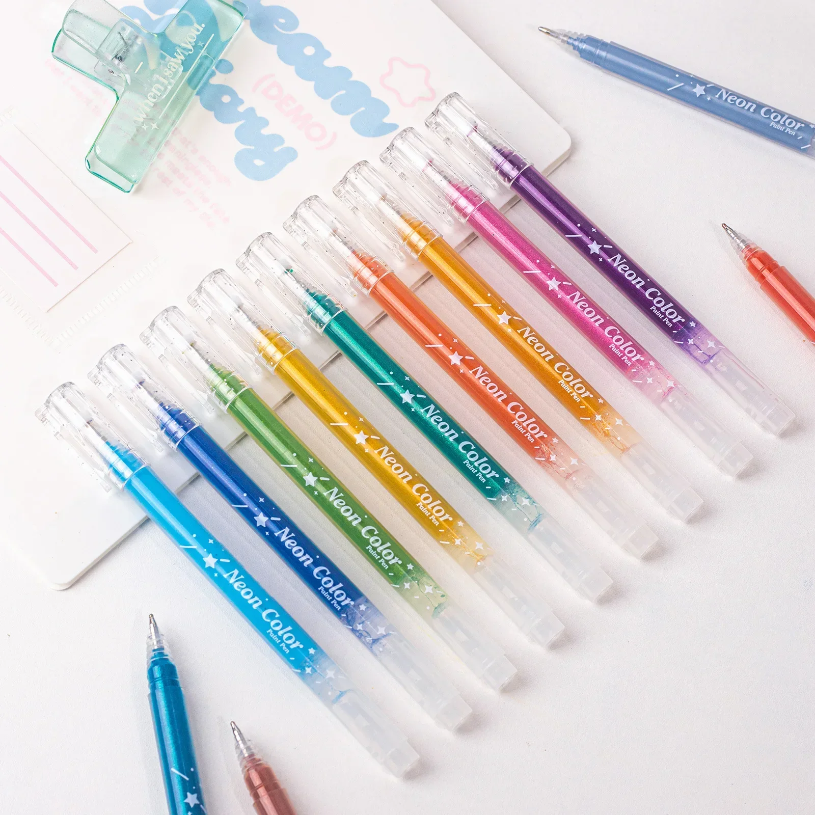 Colorful Glitter Gel Pen Highlighter Set 24pcs, Aesthetic Journal Drawing Markers for Art Scrapbooking