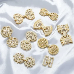 ZHUKOU Connector 18K Gold-plated Inlaid CZ Stone Geometric Buckle Universal Jewelry Accessory Buckle Wholesale: VK256-VK264