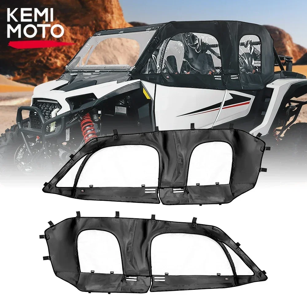 

KEMIMOTO UTV Soft Upper Doors Cab Enclosure Compatible with Polaris RZR XP 4 1000 2024 2025+ Upper Door Panel 4 Side Windows