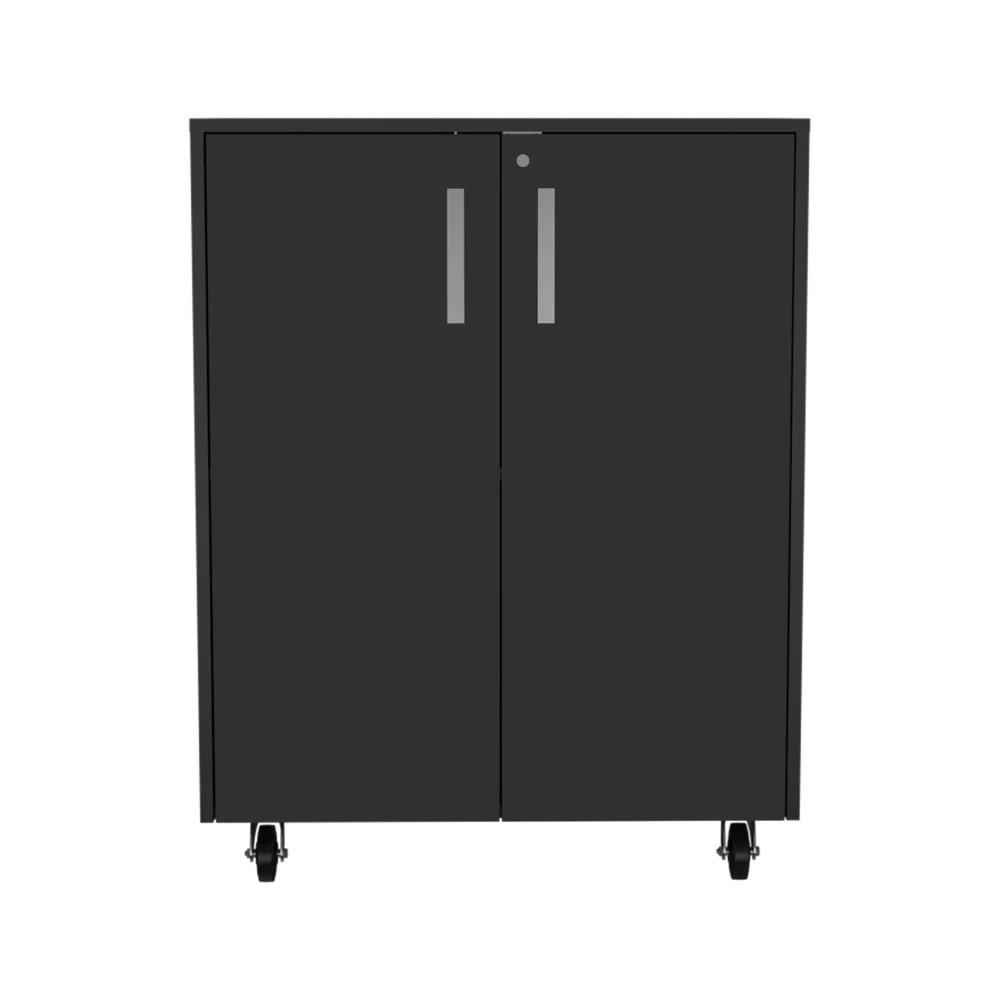 Lewis Storage Cabinet Base Four Caster Double Door Cabinet Two Interior Shelves
