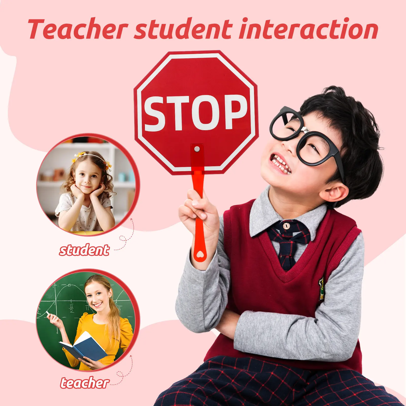 

1pcs Handheld Stop Paddles Reusable Lightweight Classroom Management Tool For Teacher Student Interaction