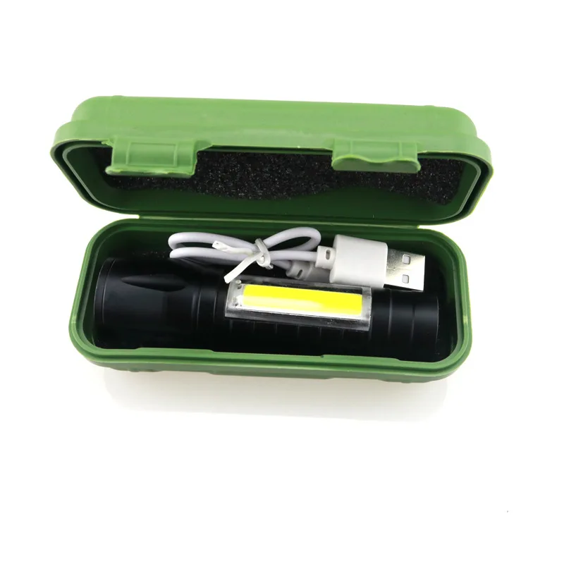 Portable Mini Adjustable Zoom LED COB 3 Mode Waterproof Torch Rechargeable Pocket Flashlight
