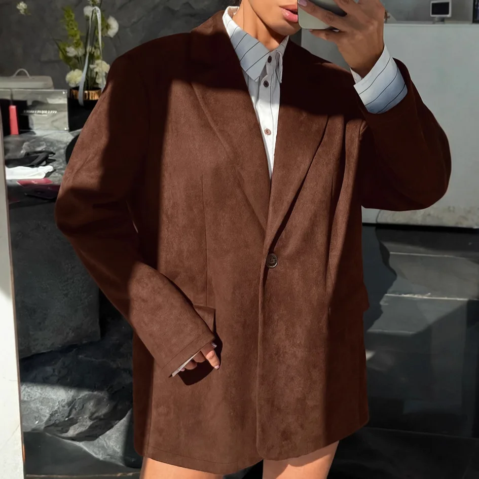 เสื้อสูทลำลองสไตล์อังกฤษสำหรับผู้หญิง ทรงหลวม สวมใส่สบาย สไตล์วินเทจ เหมาะสำหรับใส่ไปทำงานในฤดูใบไม้ร่วงและฤดูหนาว