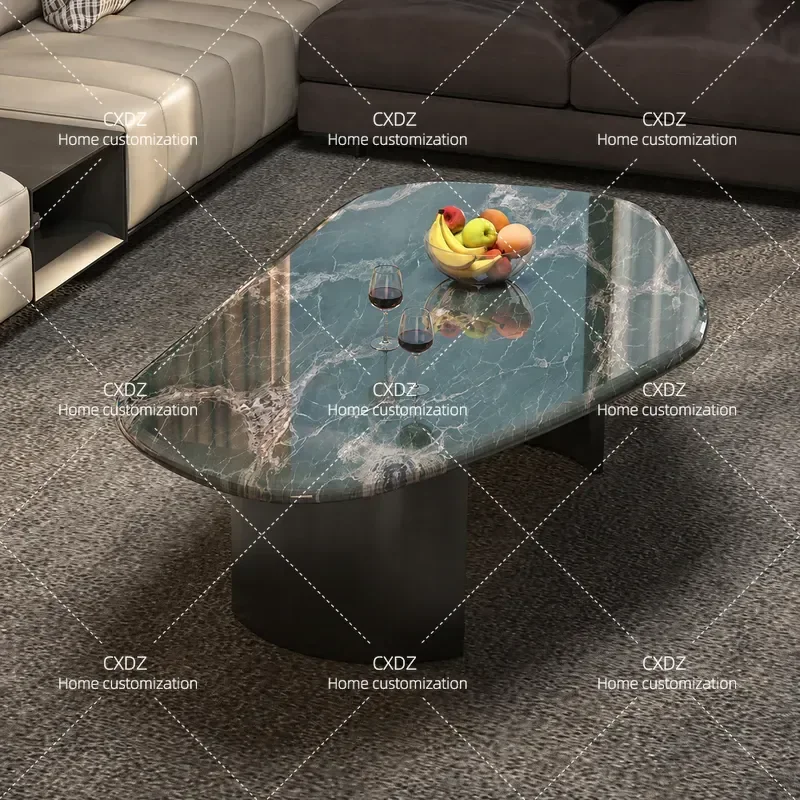 Natural Marble Coffee Table Luxury Stone Centerpiece for Living Room Minimalist Small Apartment High End Side Table Combo