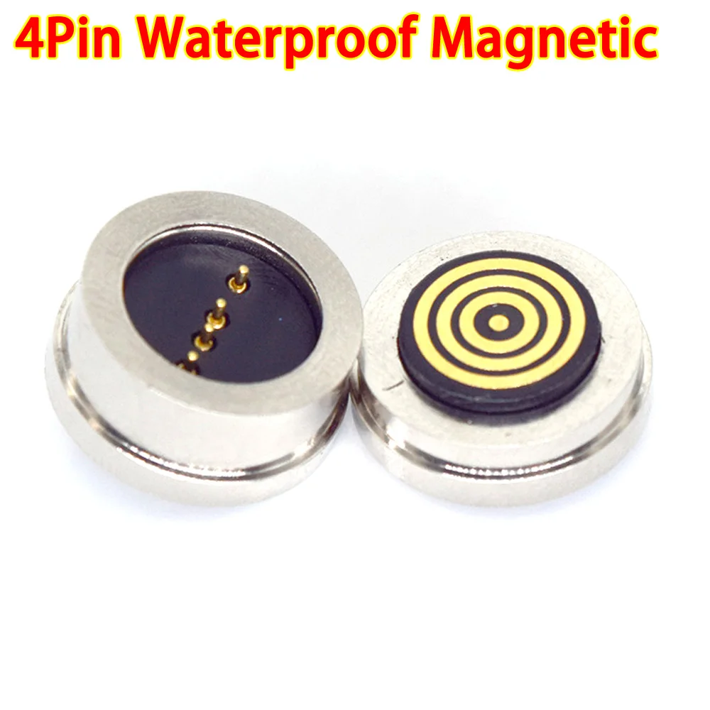 

1Pair 4Pin Male Female 360 ° blind suction Waterproof Magnetic Pogo Pin Connector Spring Loaded DC Signal transmission charging