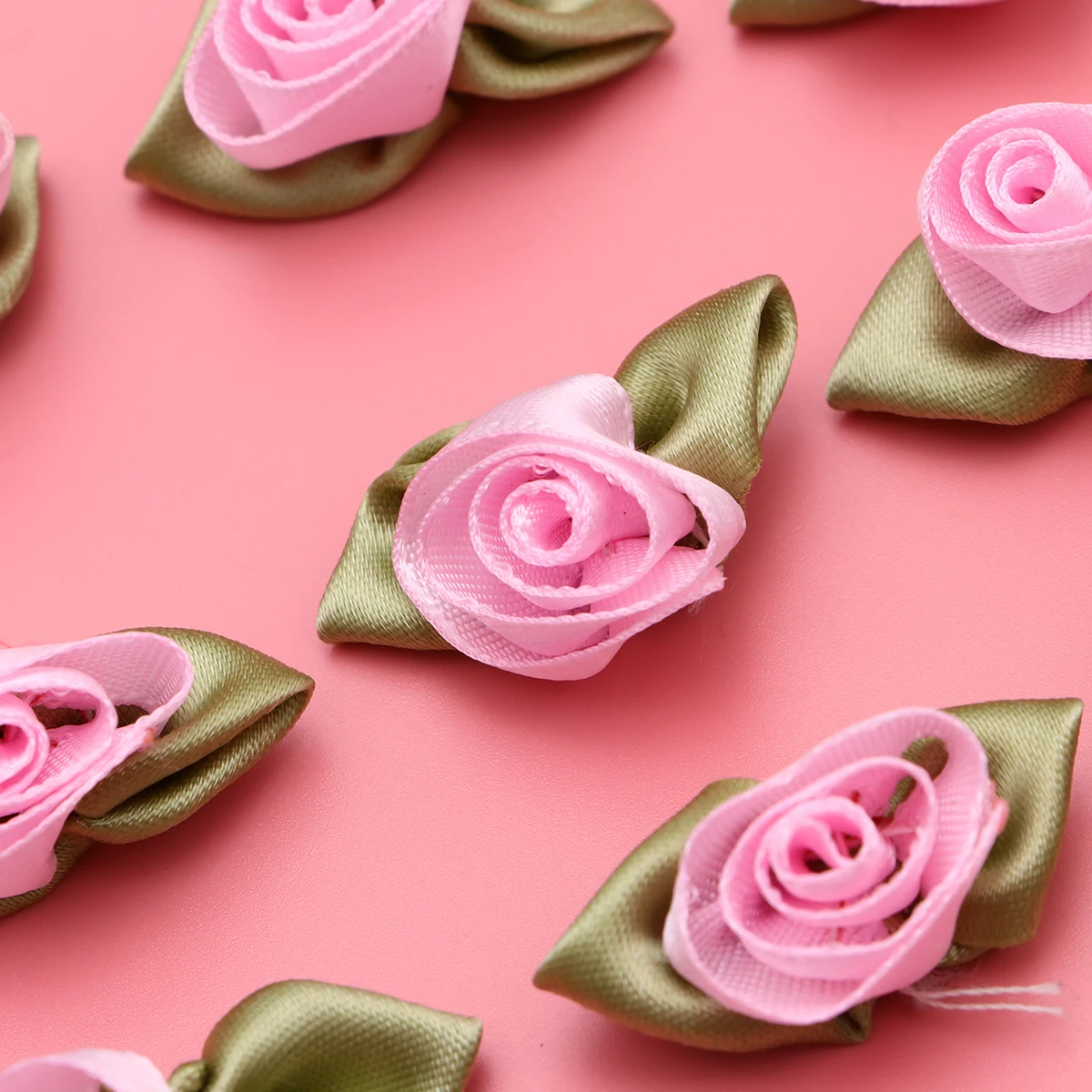 

3Cm Diy Ribbon Flowers Handmade Cloth Flowers Decorative Accessories For Clothing Bags Skirts Crafts Projects Gift Box Pink