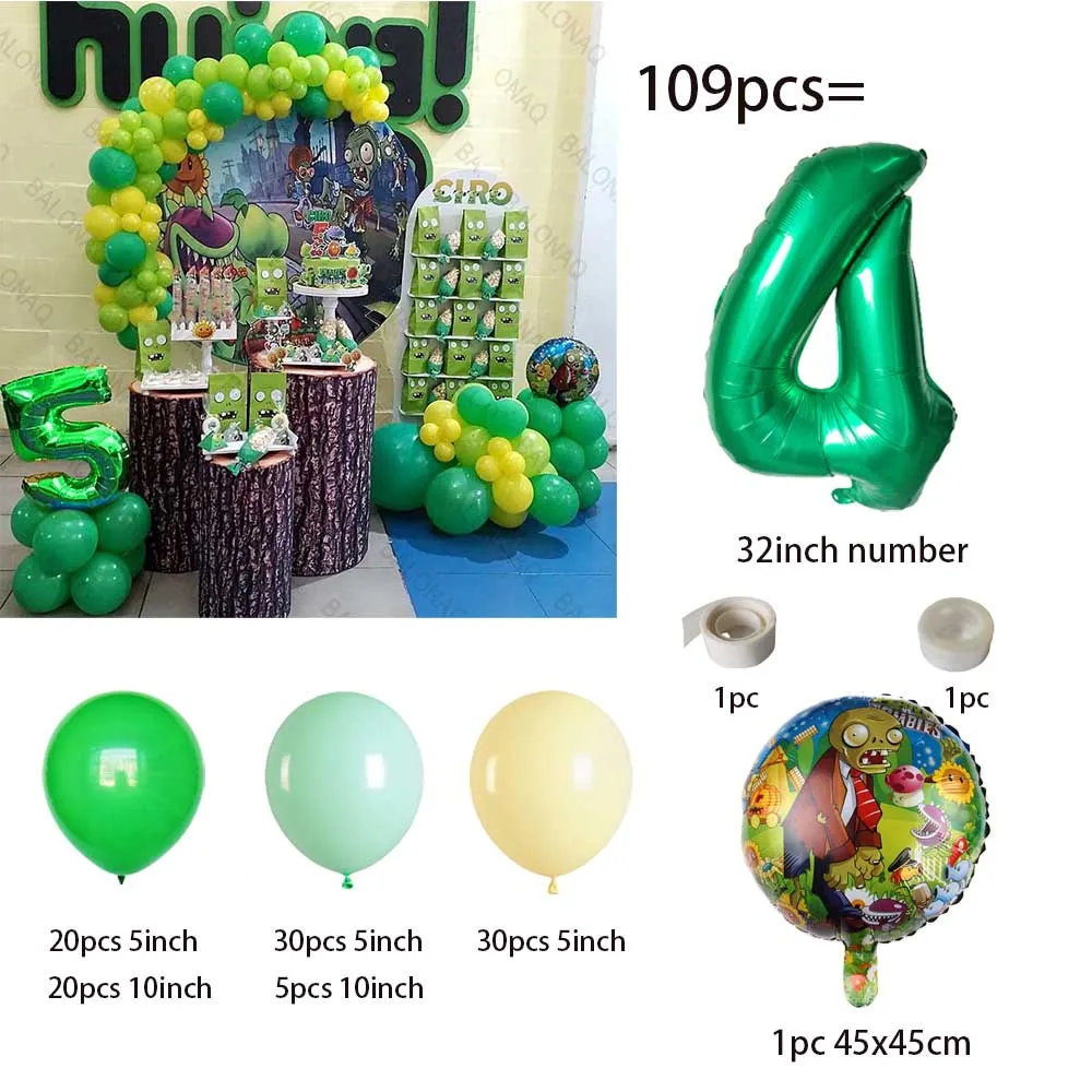 109pcs Plants vs. Zombies Aluminum film balloon cartoon anime figure Shape kids birthday decor party supplies baby shower globos