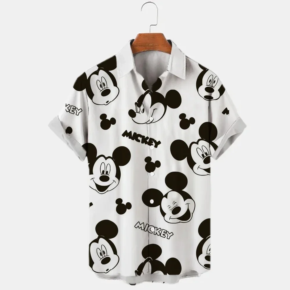 

Mickey Hawaiian Shirt Summer Button Shirt Men's Holiday Beach Short Sleeves Fashion Color Casual Women's Hip Hop Top Shirt