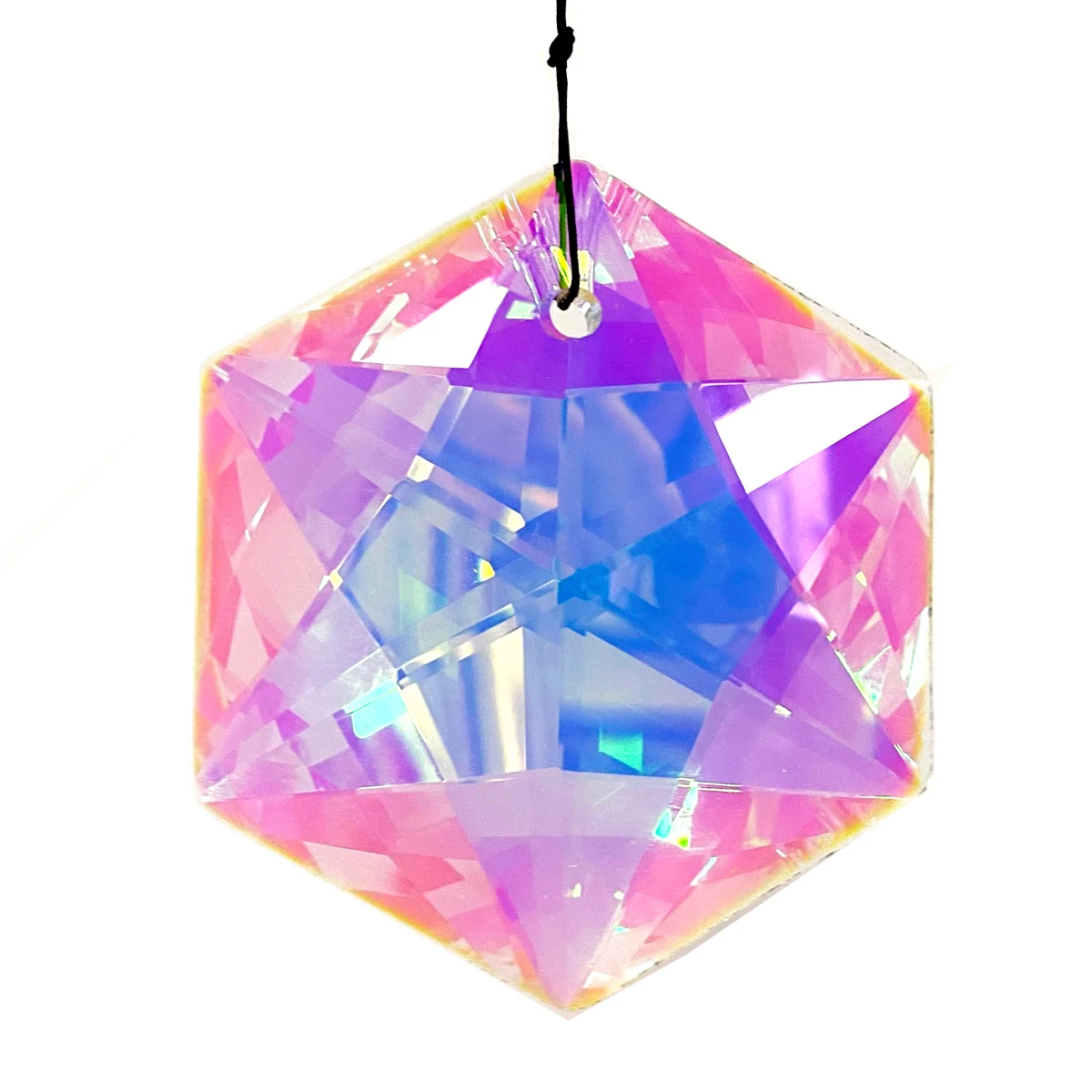 100mm AB-Colors Crystal Hexagon Hexagram Suncatcher Rainbow Maker Hanging Drops Pendant Chandelier Parts DIY Home Garden Decor