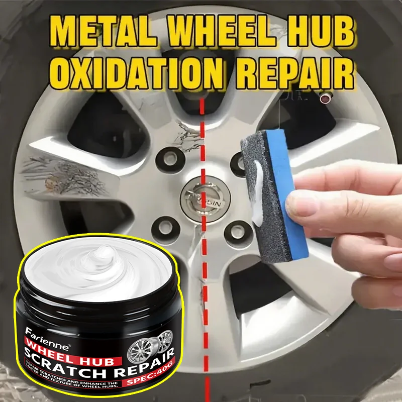 Farienne Wheel Hub Scratch Repair Wax For Alloy Car Rims 40G Metal Oxidation Polish Paste With Cleaning Sponge