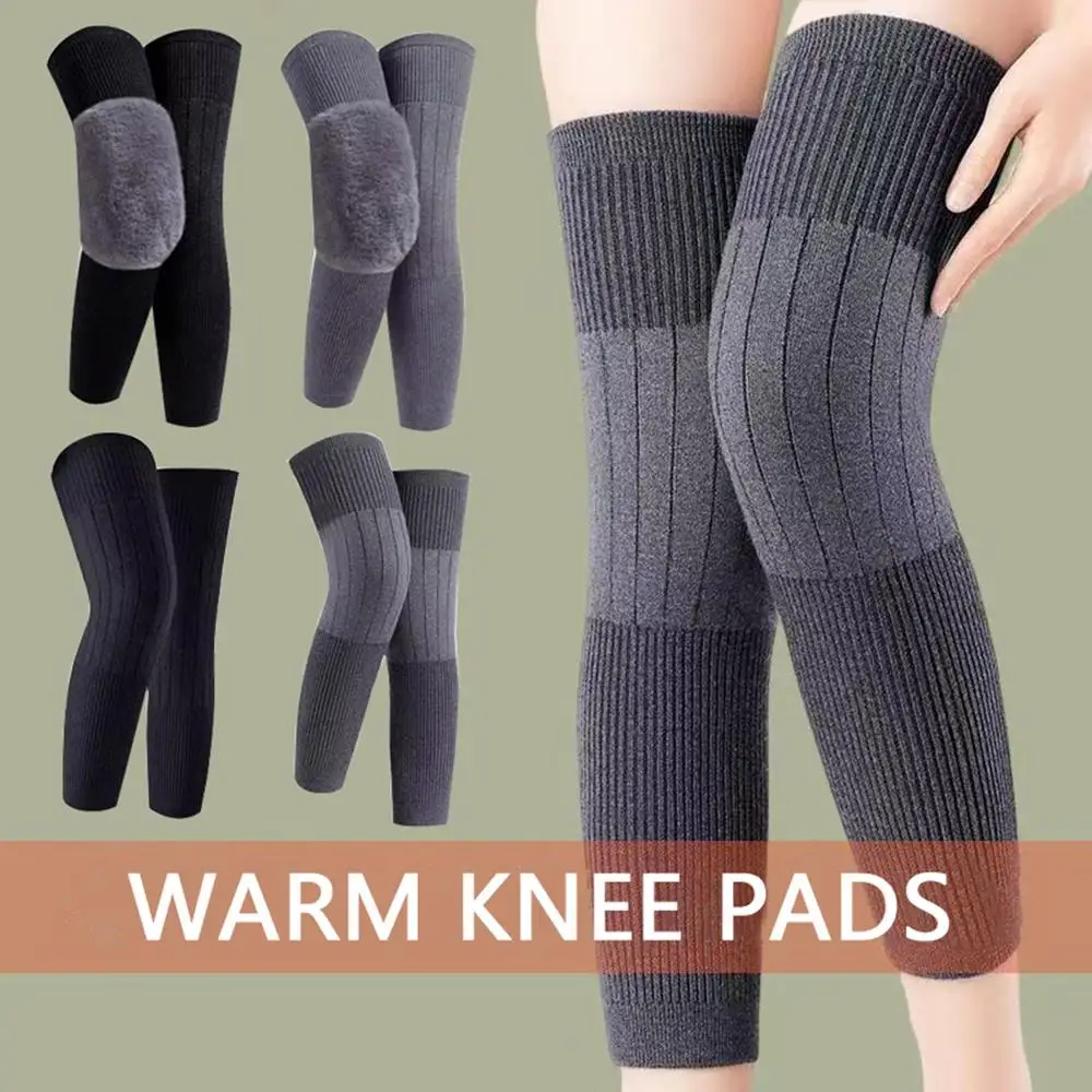1 زوج حامي الركبة Coldproof أكمام الساق شتاء دافئ أغطية الركبة أفخم واقي الساق الصوف الناعم نيباد سميكة الكشمير يغطي #1