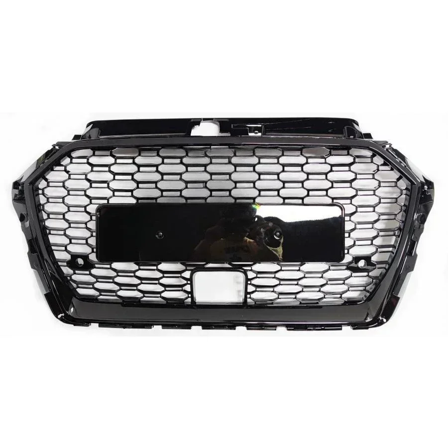

For RS3 Style Front Sport Hex Mesh Honeycomb Hood Grill for A3/S3 8V 2017-2020 With ACC Hole car accessories New