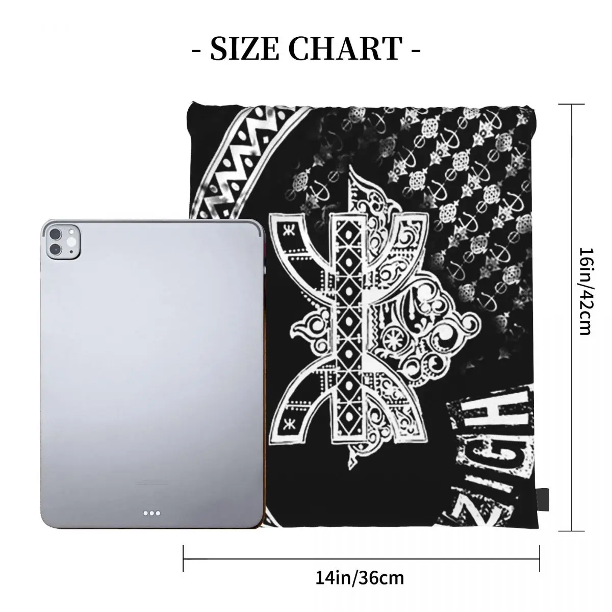 Creative Tifinagh Backpacks Multi-function Portable Drawstring Bundle Pocket Sports Bag Book Bags For Travel School