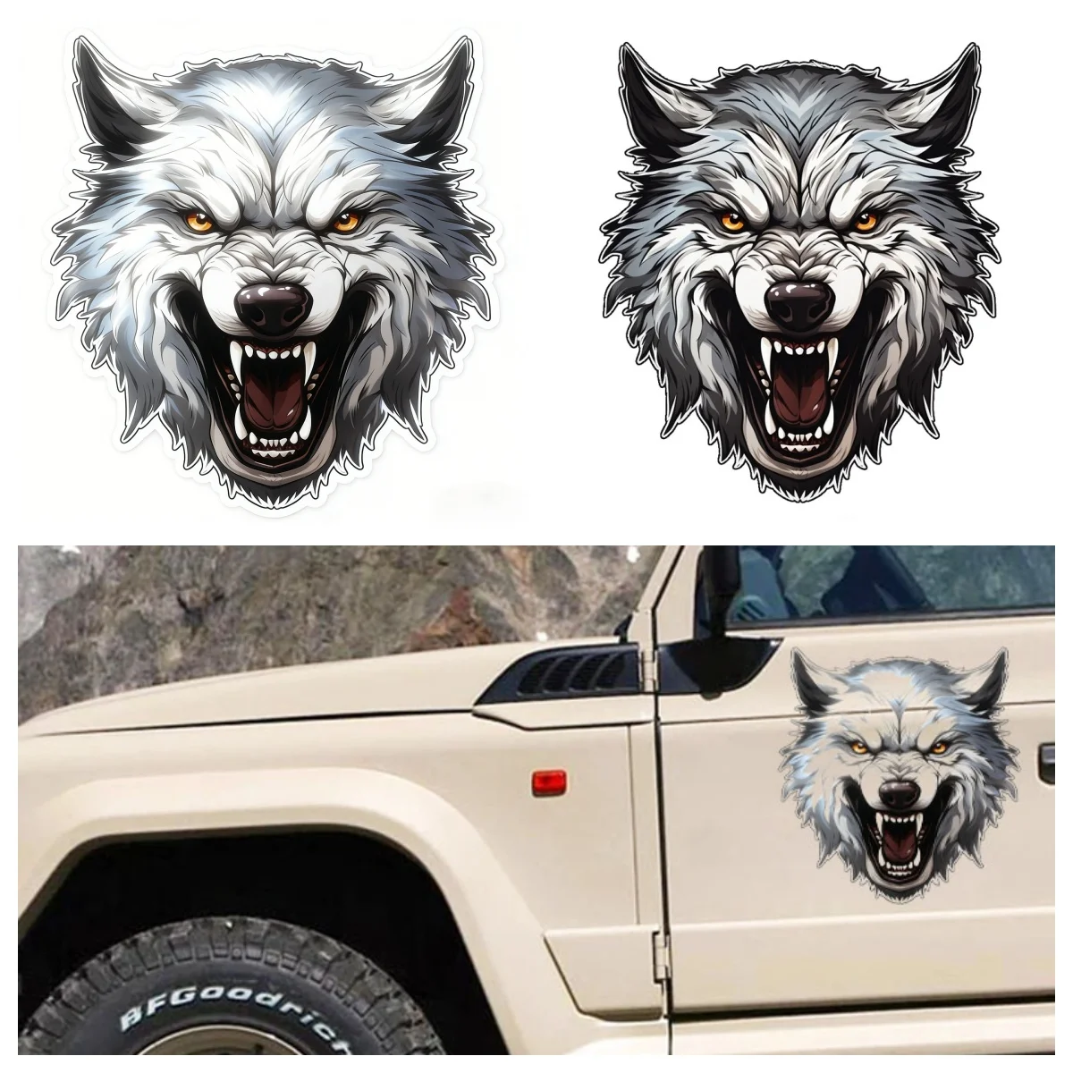 

Angry Wolf Head Car Sticker, Fierce Wolf Vinyl Decal, Waterproof Auto Body Decor for Truck, SUV, Motorcycle