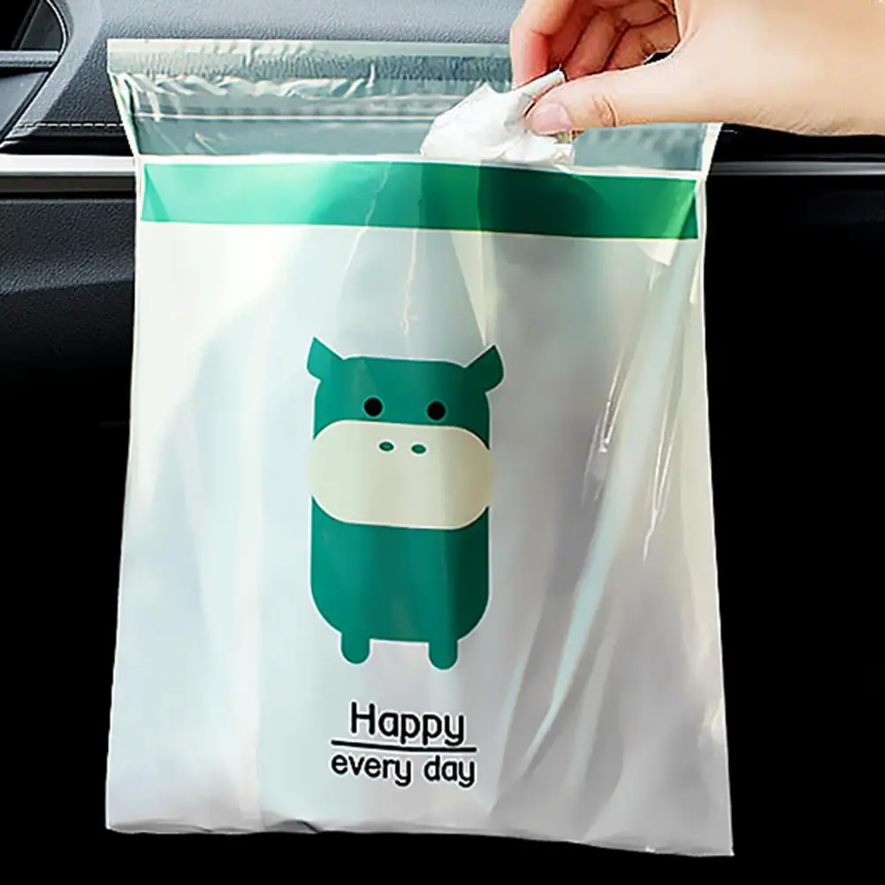 Car Trash Pouch Daily Use15Pcs Garbage Bag Self-adhesive Waterproof Leakproof No Residue Cute Chick Pattern Disposable