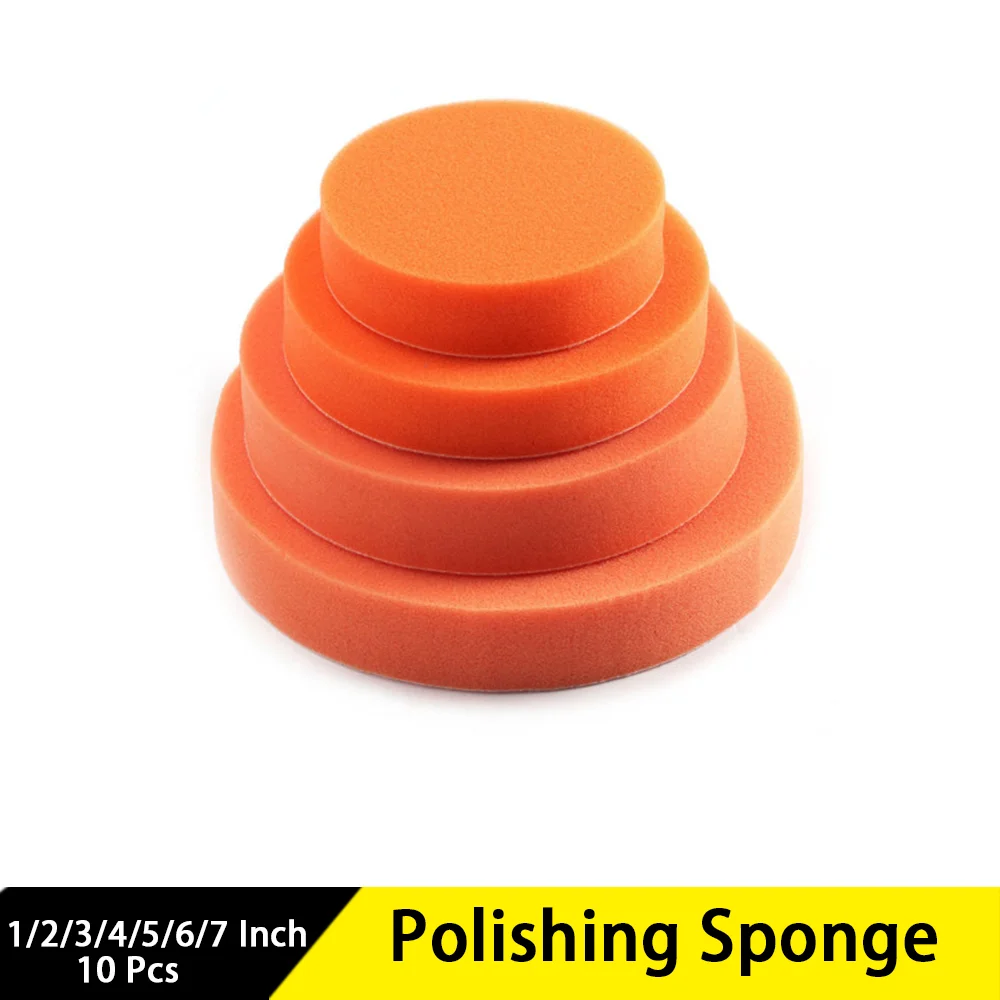

10Pcs 1-7 Inch Orange Polishing Sponge Buffing Pads Compound Auto Polisher All Purpose for Polishing Car Bathroom Kitchen