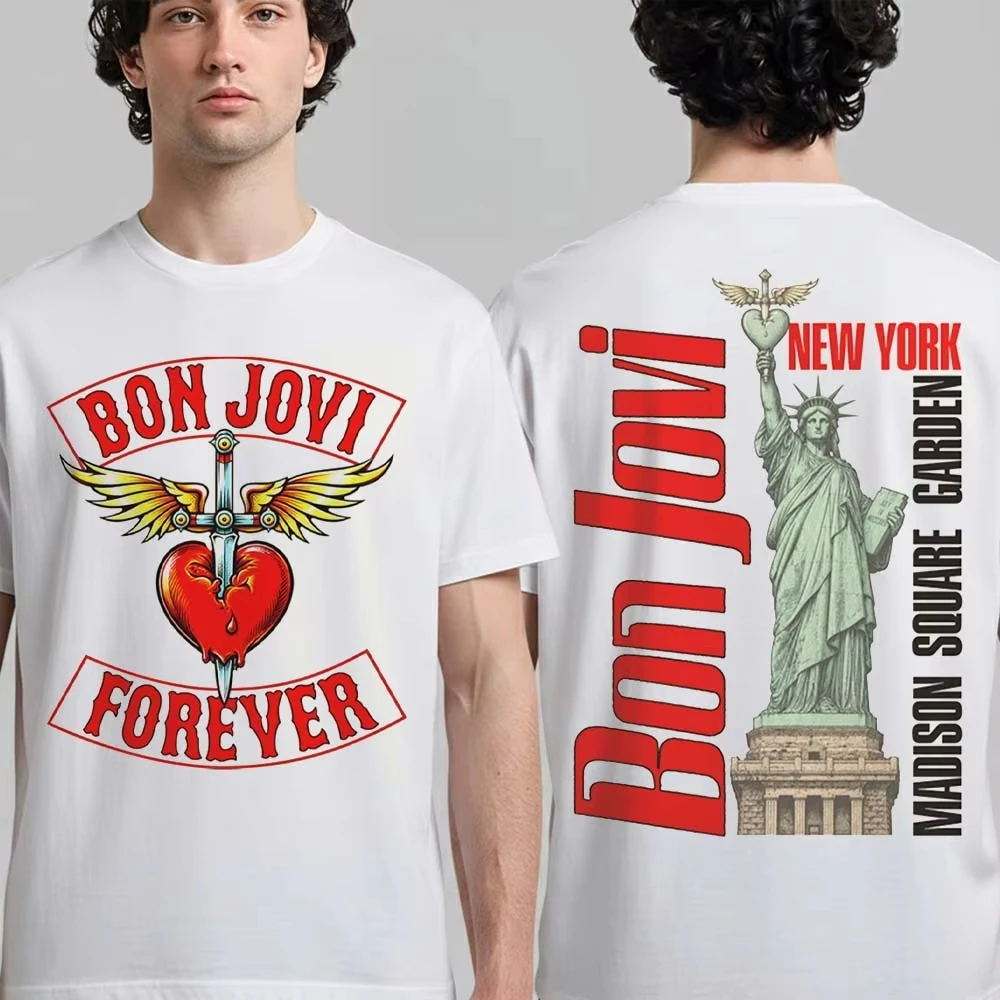 Bon Jovi 2026 Forever Tour T-shirt Men Women Summer Oversized Short Sleeved Top Streetwear Unisex Y2k Oversized T Shirt Harajuku