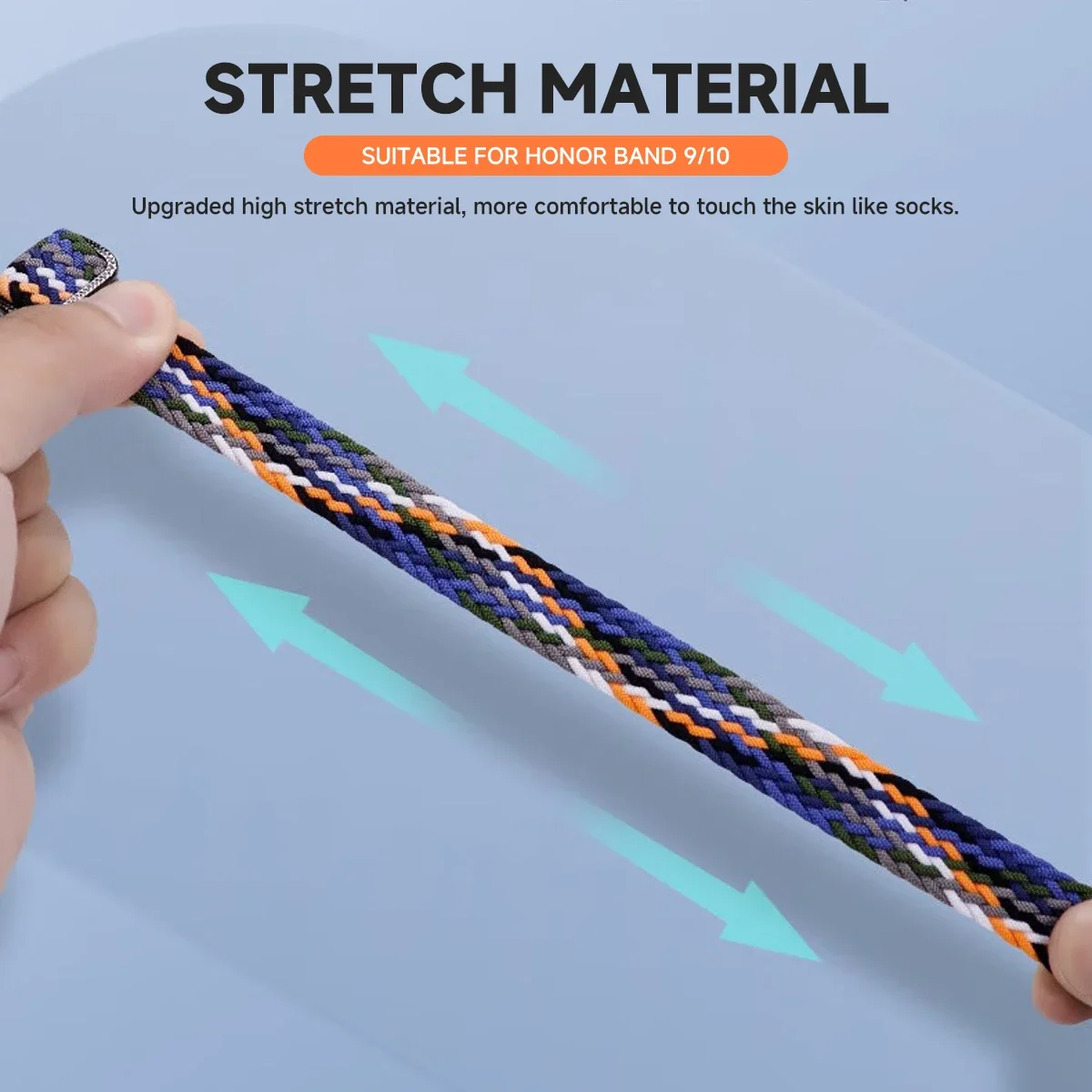 سوار منفرد من النايلون المرن لـ Correa Honor Band 9 حزام محبوك منسوج مضفر حلقة معصمه لهواوي Honor Band 10 Strap