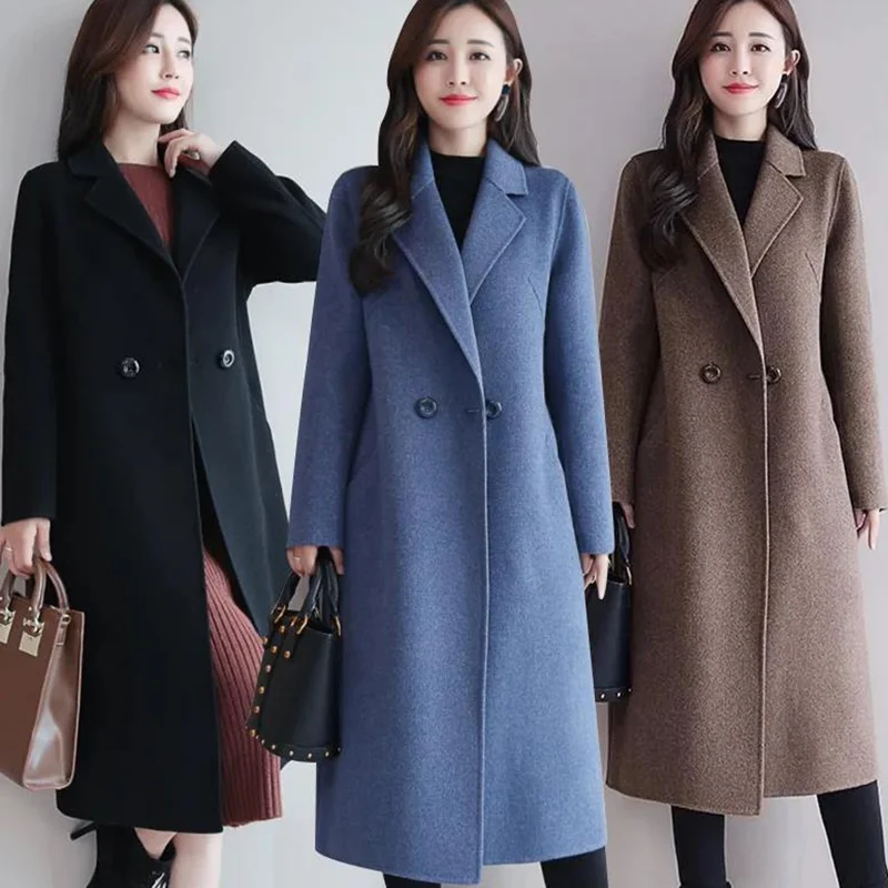 2024 New Autumn Winter Women Korean Version Elegant Daily Coat Jackets Female Classic Versatile Beige Coffee Thermal Woolen Coat