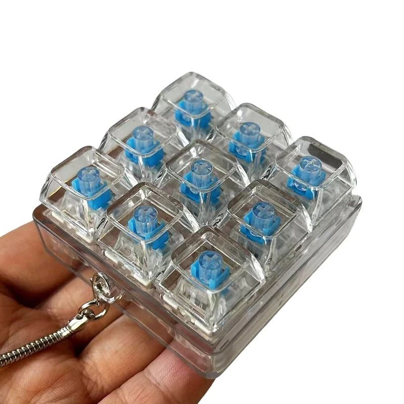 4-9 Hole PC Mechanical Keyboard Axis Tester LED Keyboard Key Toy Stress Relief DIY Fidget Button Keycap Keychain
