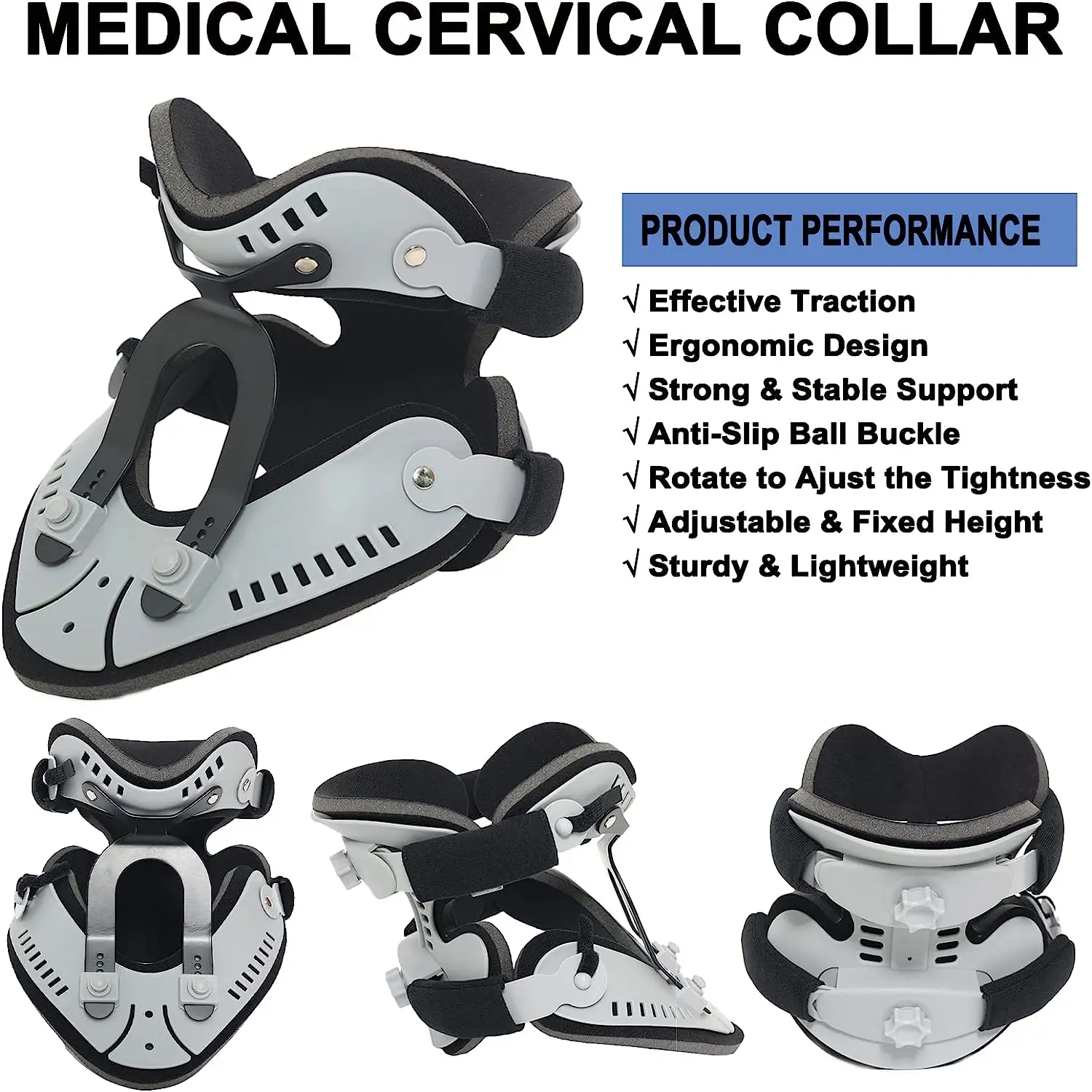 Cervical Neck Collar, Adjustable Cervical Neck Brace Support for Pain Relief, Cervical Muscle Strain, Traction Spine Alignment