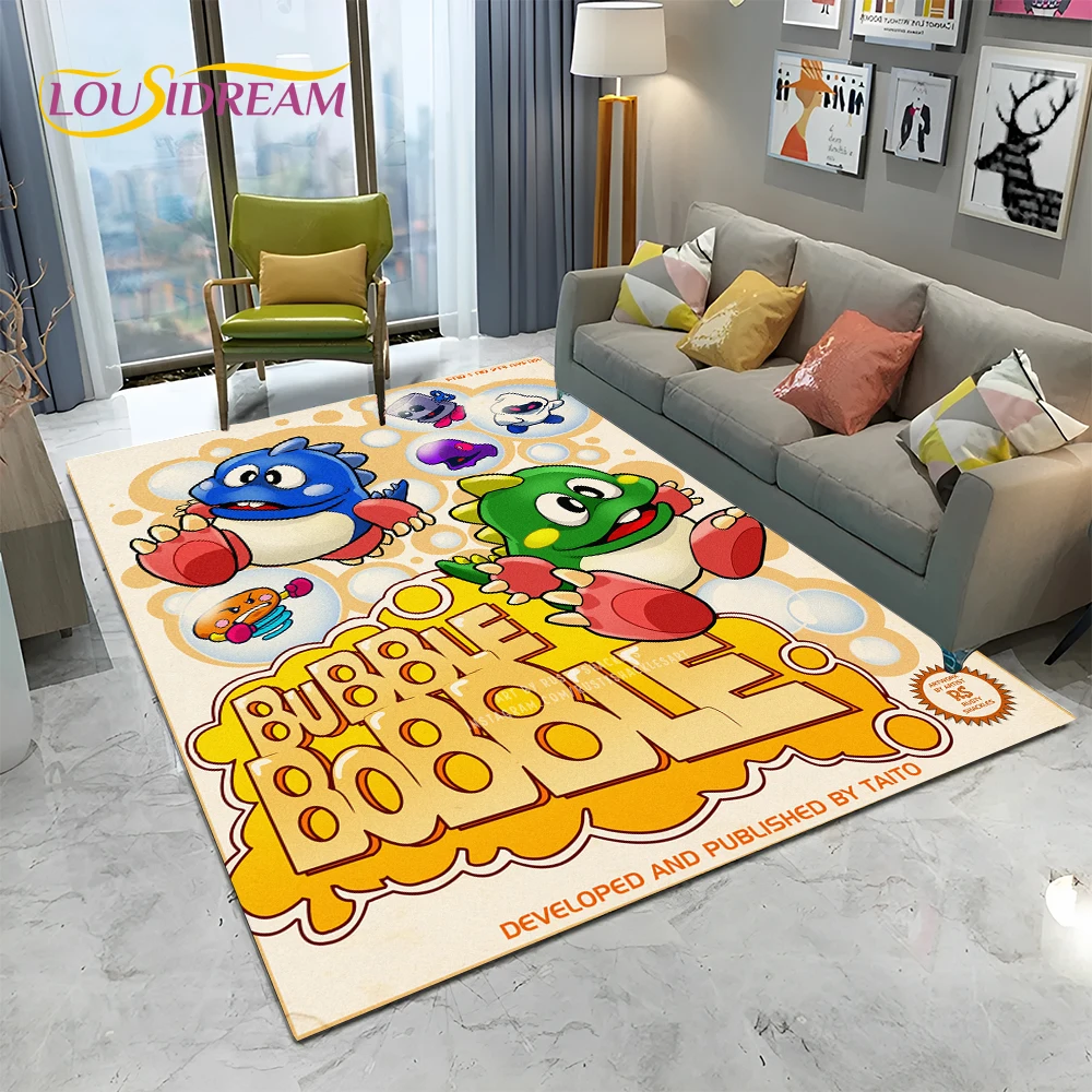 Cartoon Bubble Bobble Game Gamer Carpet Rug for Home Living Room Bedroom Sofa Doormat Decor,kid Play Area Rug Non-slip Floor Mat