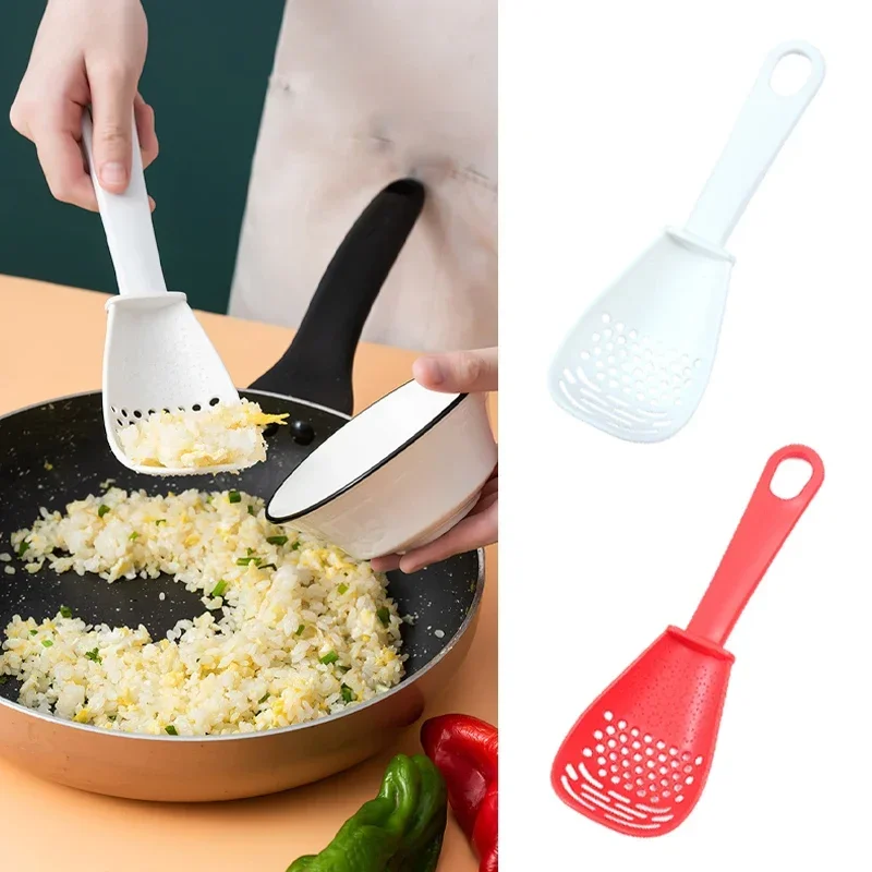 

New Multifunctional Kitchen Cooking Spoon Heat-resistant Hanging Hole Innovative Potato Garlic Press Colander Innovative kitchen