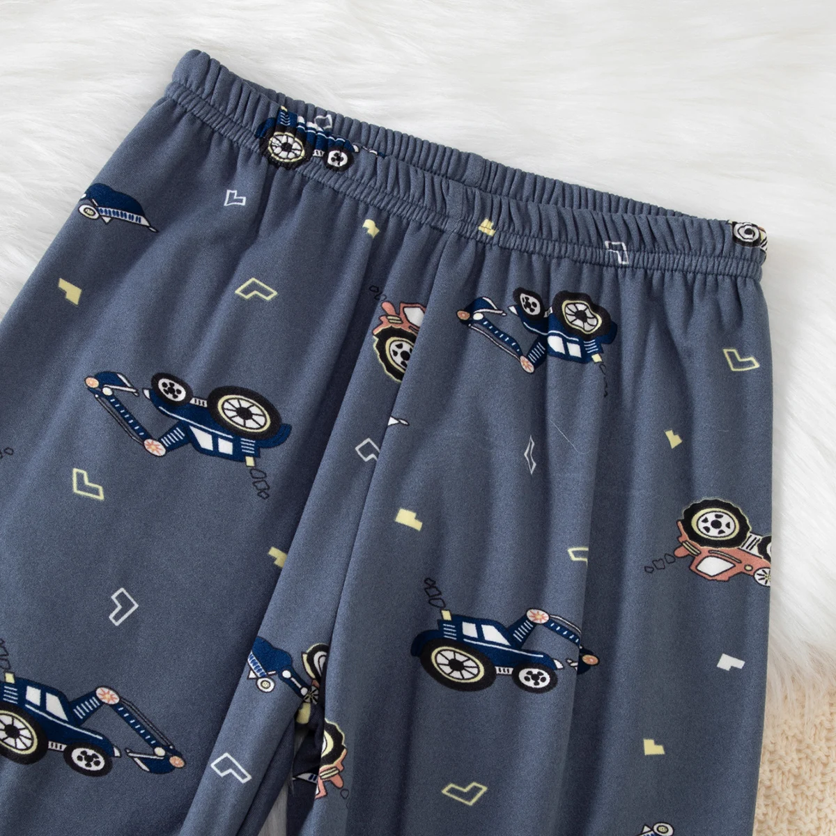 2-teiliges Herbst-/Winter-Set für Jungen mit Dinosaurier- und Autodesign, warmes Unterwäsche-Set, bequeme, dicke Schlafanzughose und Schlafhose. – Detail 12