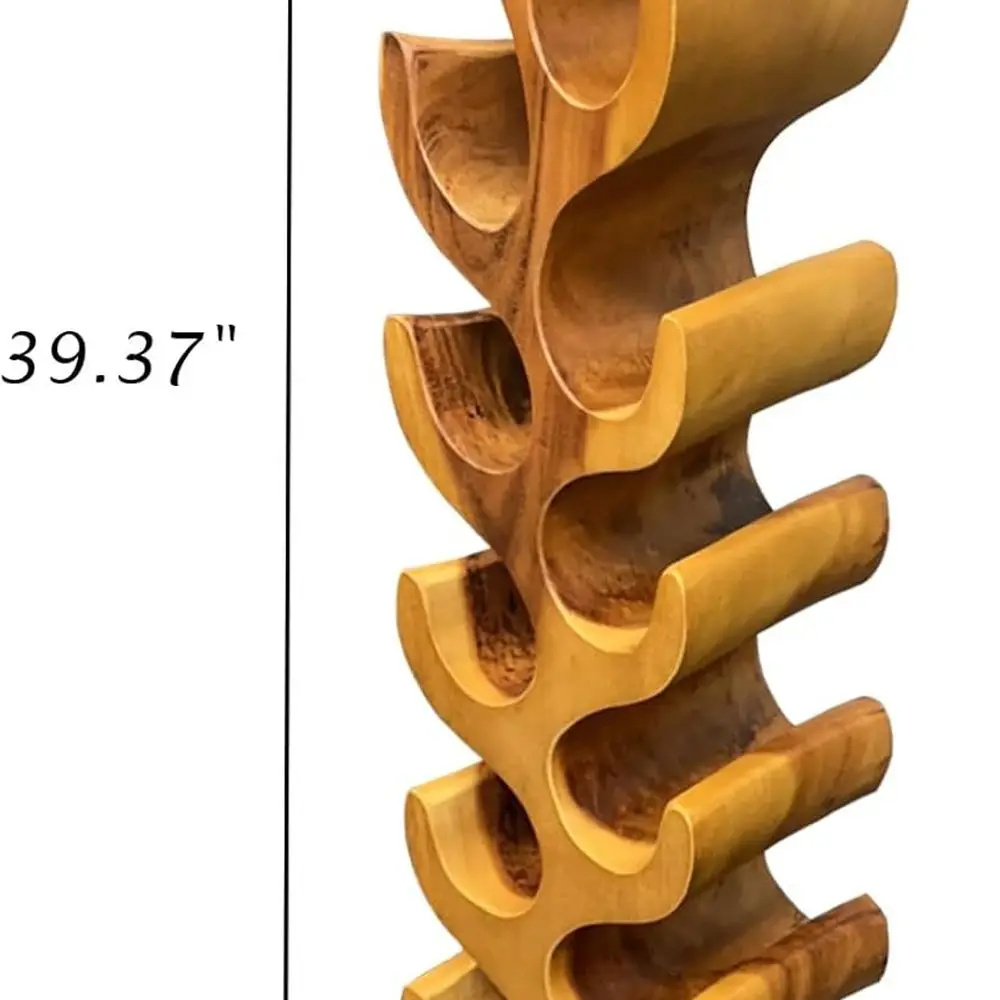 Handcrafted Rustic Brown Wooden Wine Rack, 12-Bottle Tabletop Holder, Kitchen & Bar Storage Solution