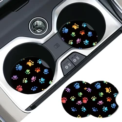 2Pcs Cute Dog Paw Absorbent Car Beverage Anti-slip Color Car Coaster Interior Fashion Holder Accessories Car Cup Accessories