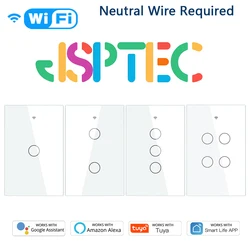Tuya US WiFi + Bluetooth 스마트 스위치 중립 와이어 필요 1/2/3 Gang Light WiFi 터치 스위치 Alexa Google 홈과 함께 작동