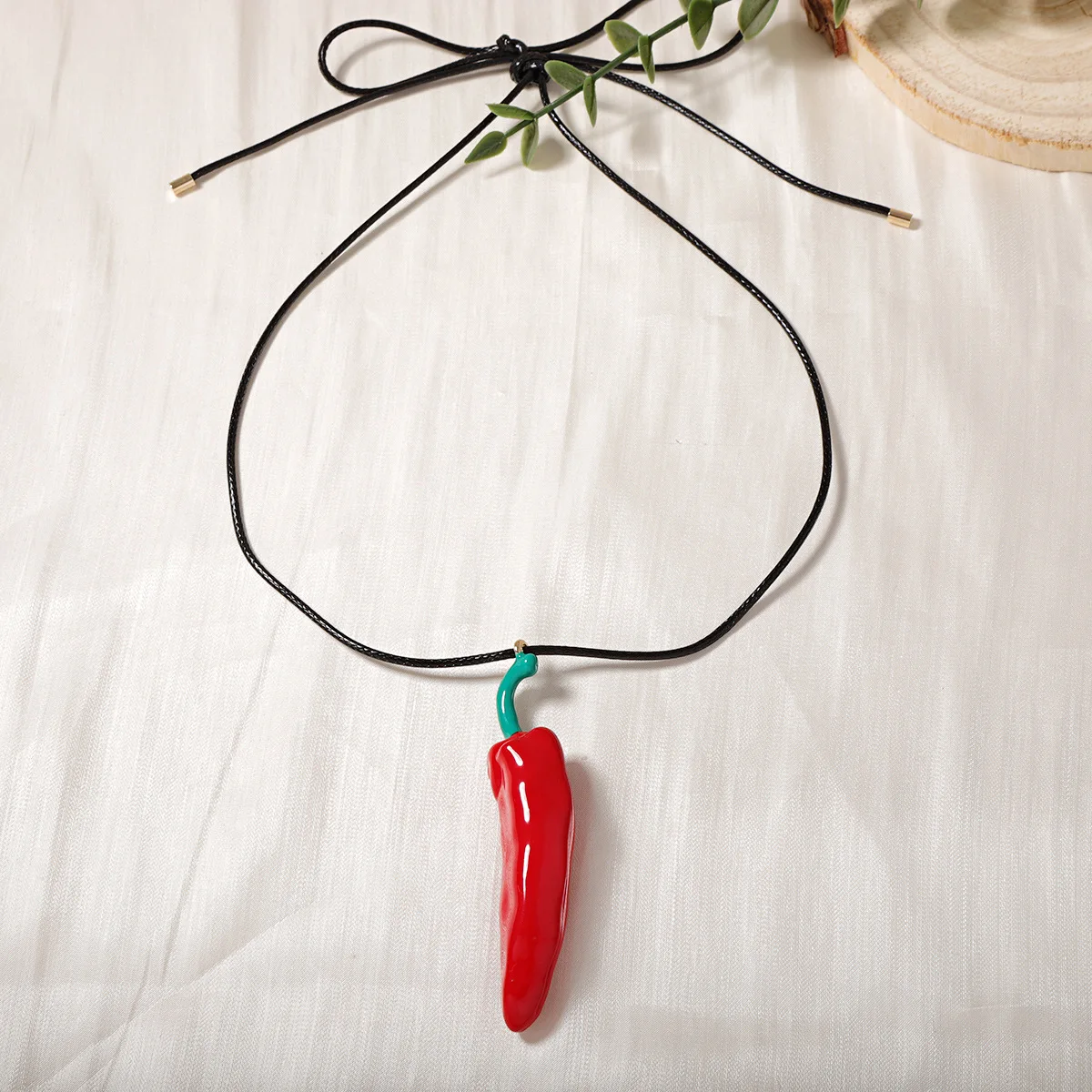 Steel Die Casting Fashion Personality Alloy Red Pepper Enamel Simulation Fruit and Vegetable Pendant Versatile Necklace